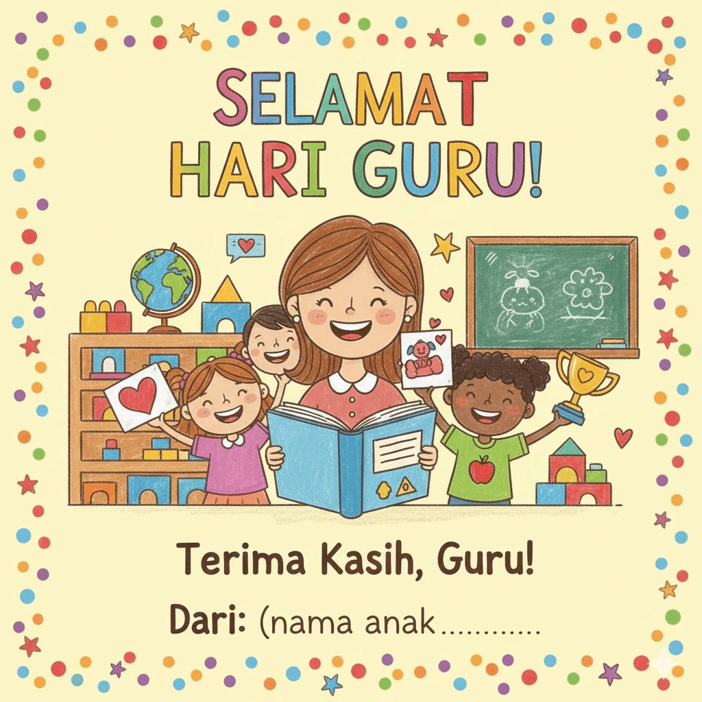 Contoh Kartu Ucapan Hari Guru Anak TK